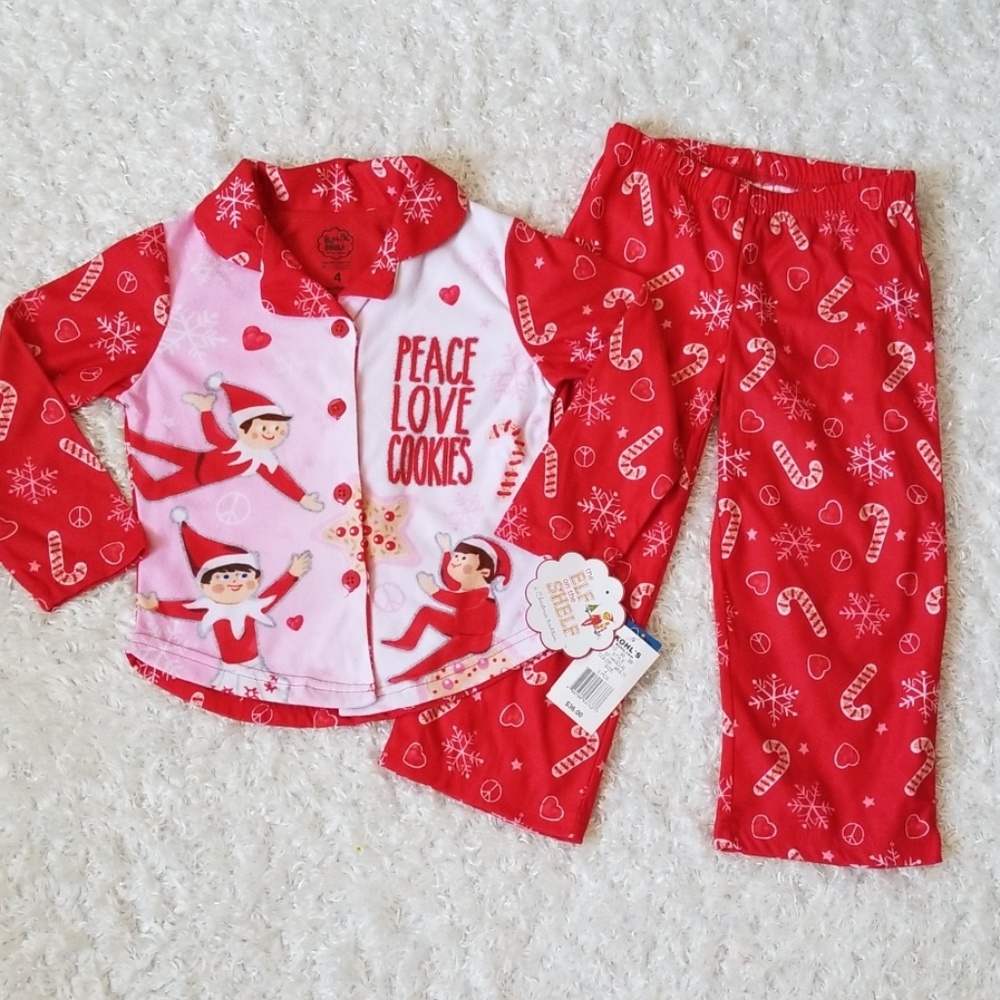 Girl's Christmas Holiday Pajama Set Fairies And Candy Canes